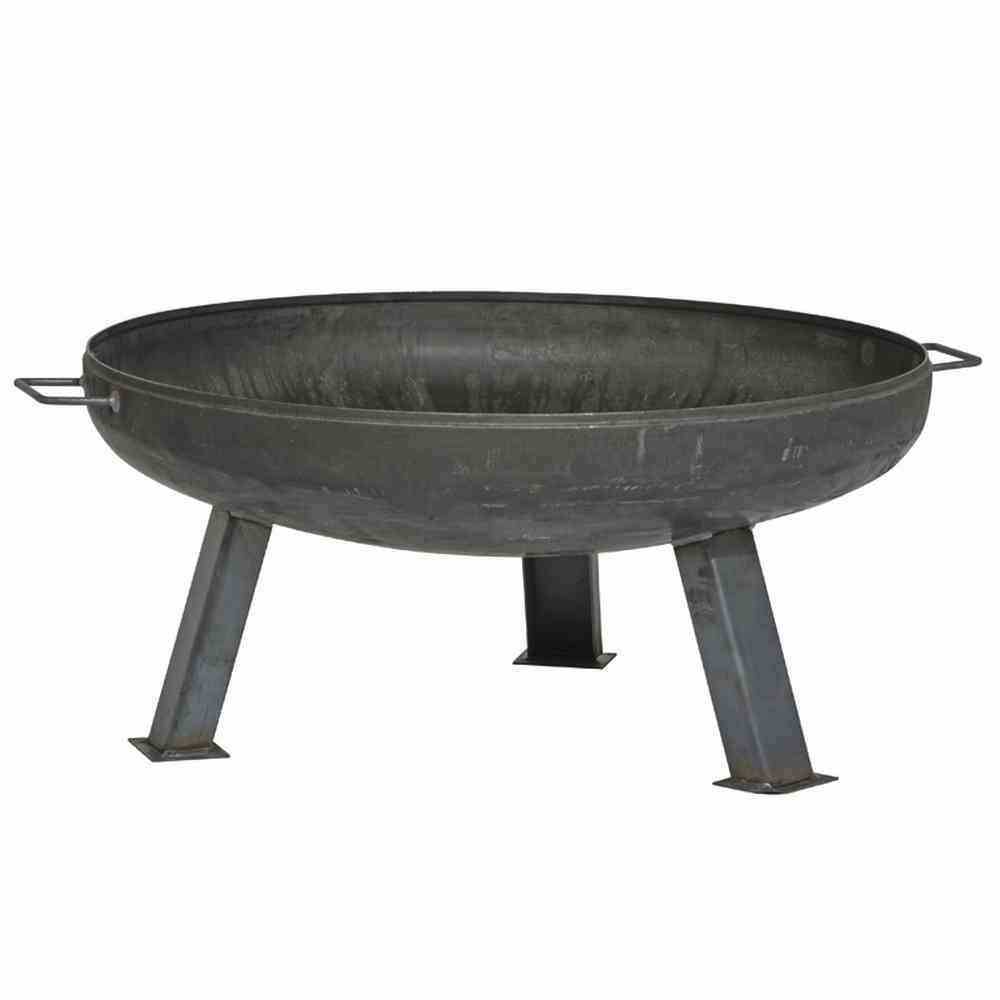 Metall-Feuerschale mit drei Beinen. Ideal für Outdoor-Camping oder Gartenfeuer zur Wärme und Stimmung.