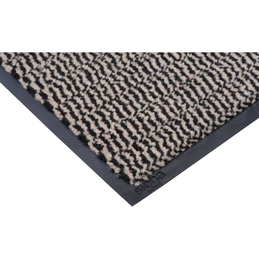 Matte mit schwarzem und weißem Zickzackmuster, schwarze Umrandung.