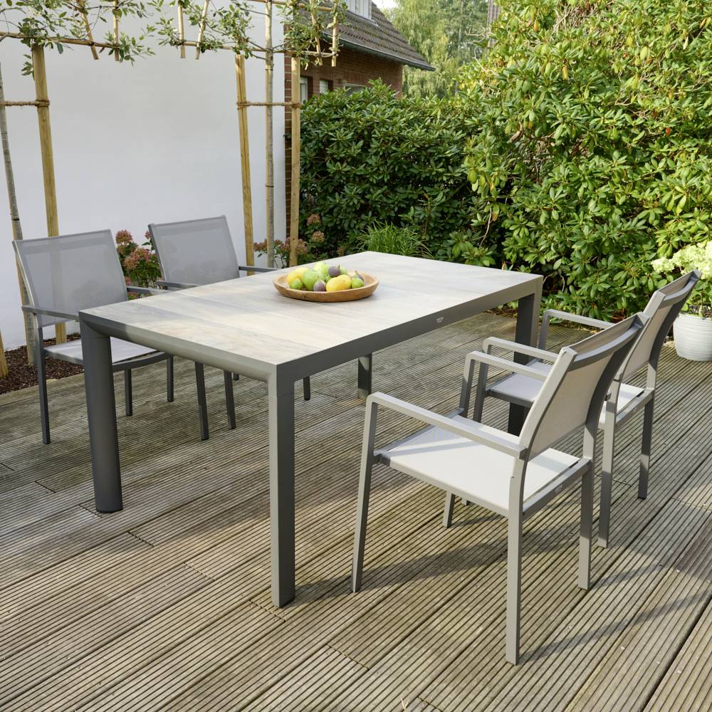 Siena Garden Leeds P78405 Gartenstuhl Aluminium Dunkelgrau, Hellgrau