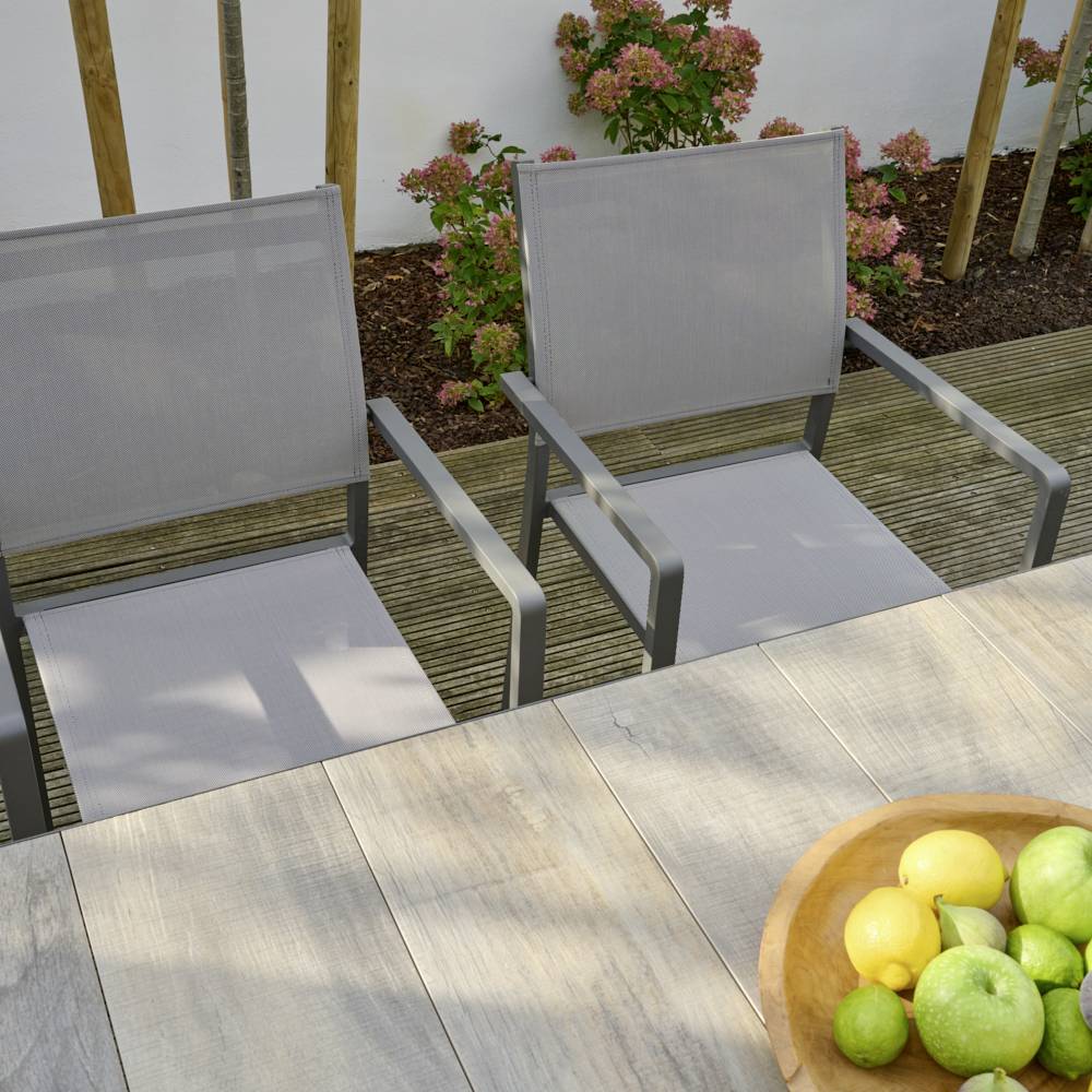 Siena Garden Leeds P78405 Gartenstuhl Aluminium Dunkelgrau, Hellgrau