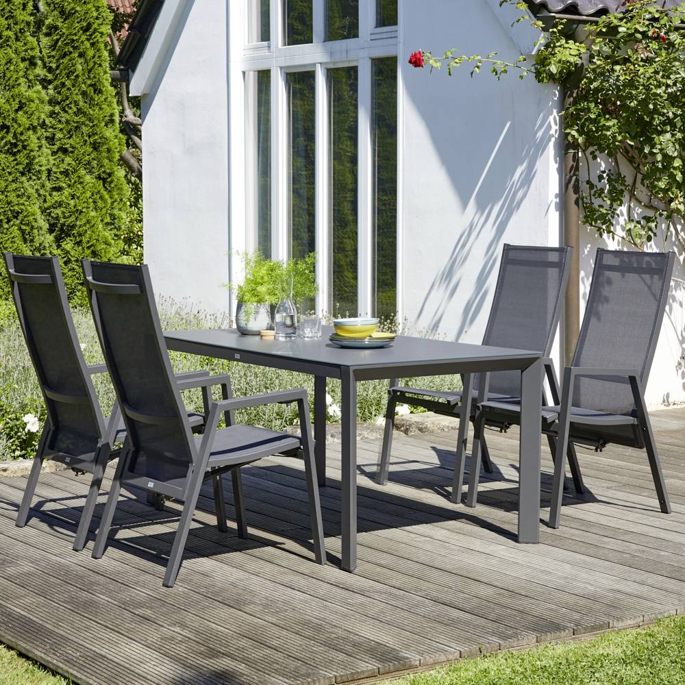 Siena Garden Savona L18212 Gartenstuhl Aluminium Anthrazit (matt), Schwarz, Silber