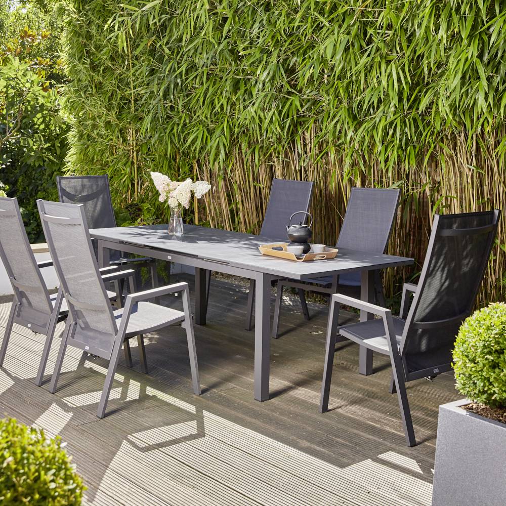 Siena Garden Savona L18212 Gartenstuhl Aluminium Anthrazit (matt), Schwarz, Silber