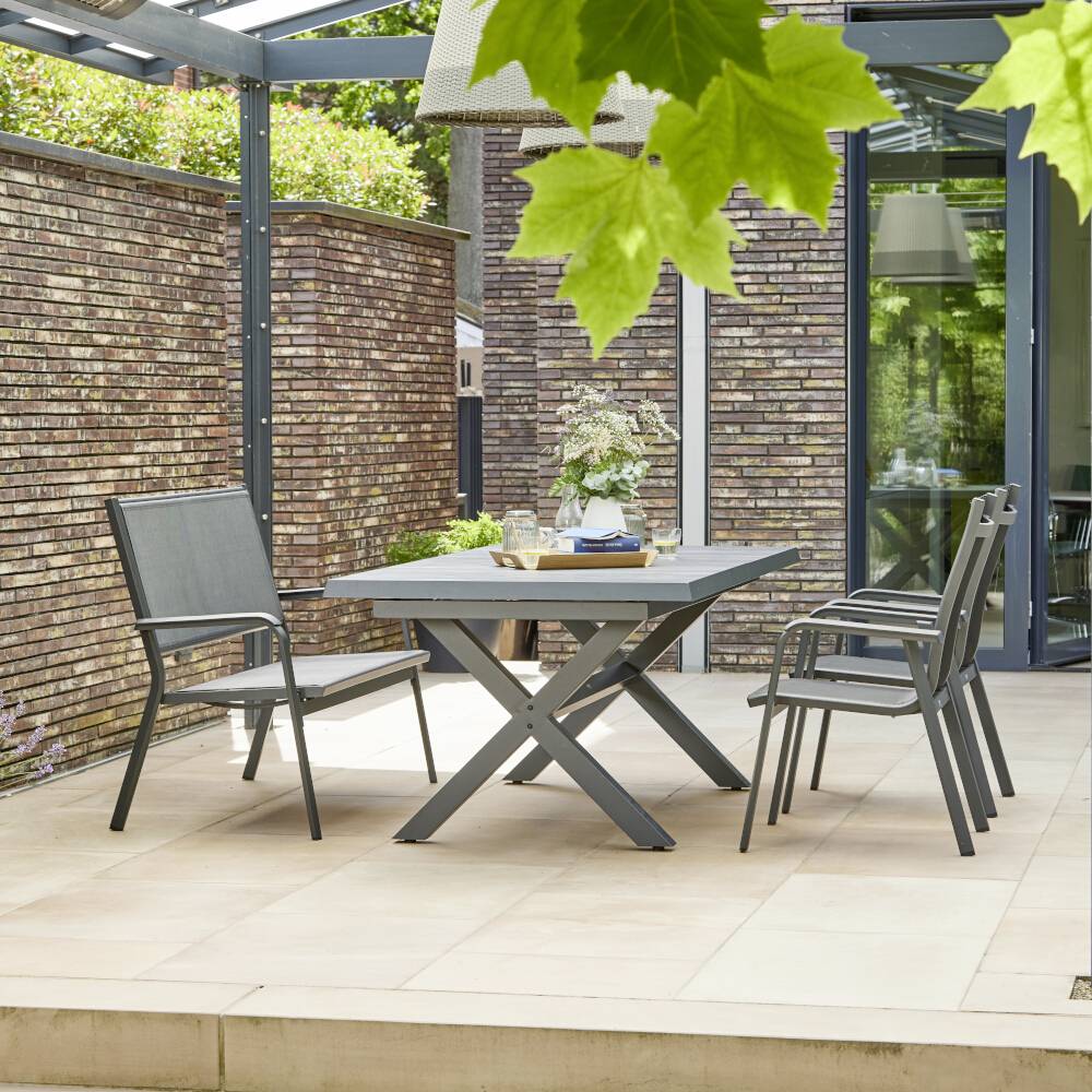 Siena Garden Tesoro M29539 Gartenbank Aluminium, Kunststoff Anthrazit (matt), Schwarz, Silber