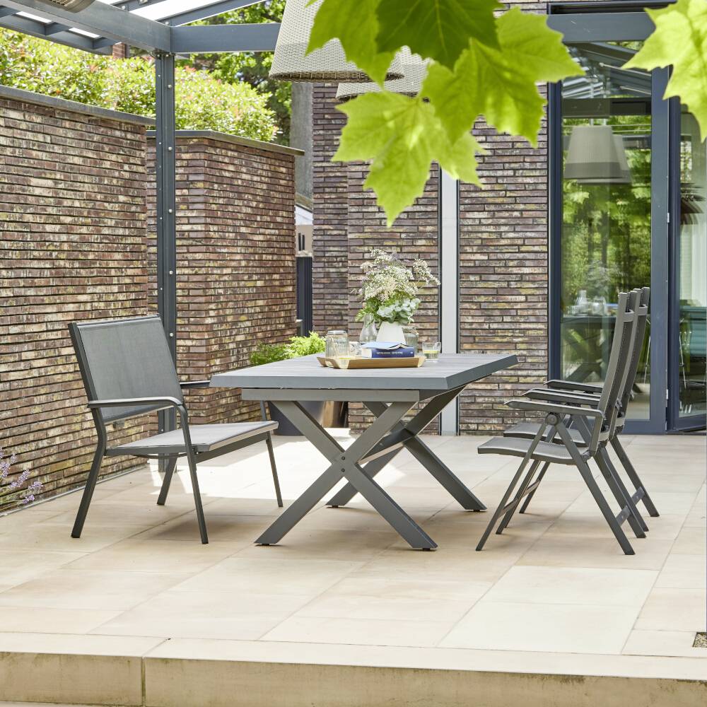 Siena Garden Tesoro M29539 Gartenbank Aluminium, Kunststoff Anthrazit (matt), Schwarz, Silber