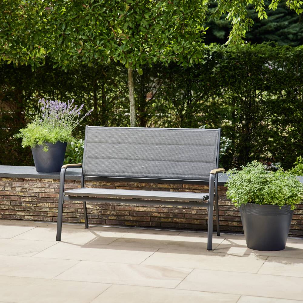 Siena Garden N40082 Gartenbank Aluminium, Teakholz Anthrazit (matt), Grau, Natur