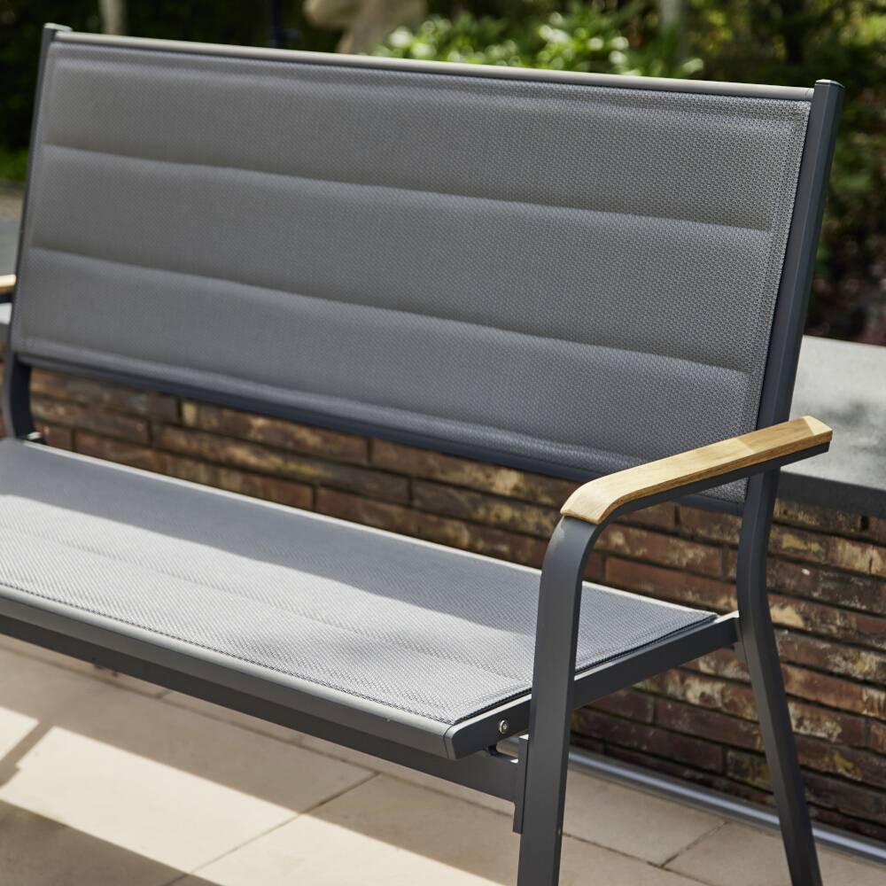 Siena Garden N40082 Gartenbank Aluminium, Teakholz Anthrazit (matt), Grau, Natur