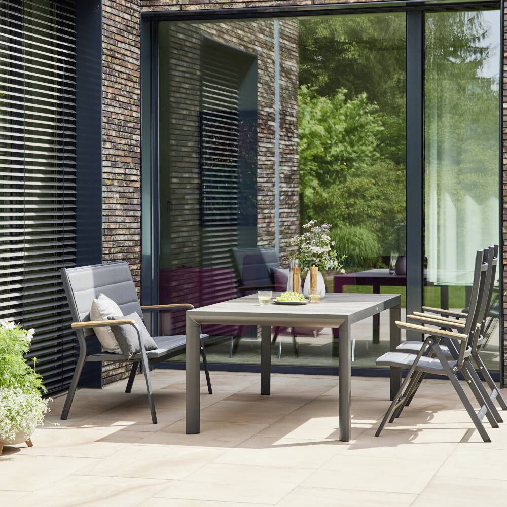 Siena Garden N40082 Gartenbank Aluminium, Teakholz Anthrazit (matt), Grau, Natur