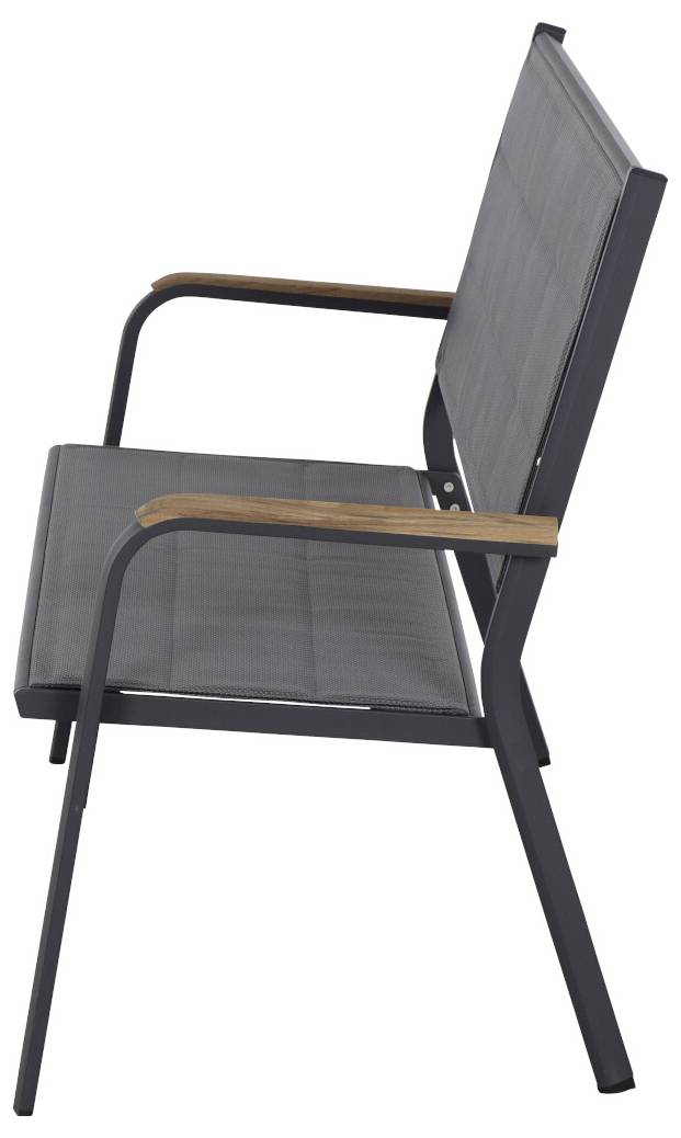 Siena Garden N40082 Gartenbank Aluminium, Teakholz Anthrazit (matt), Grau, Natur