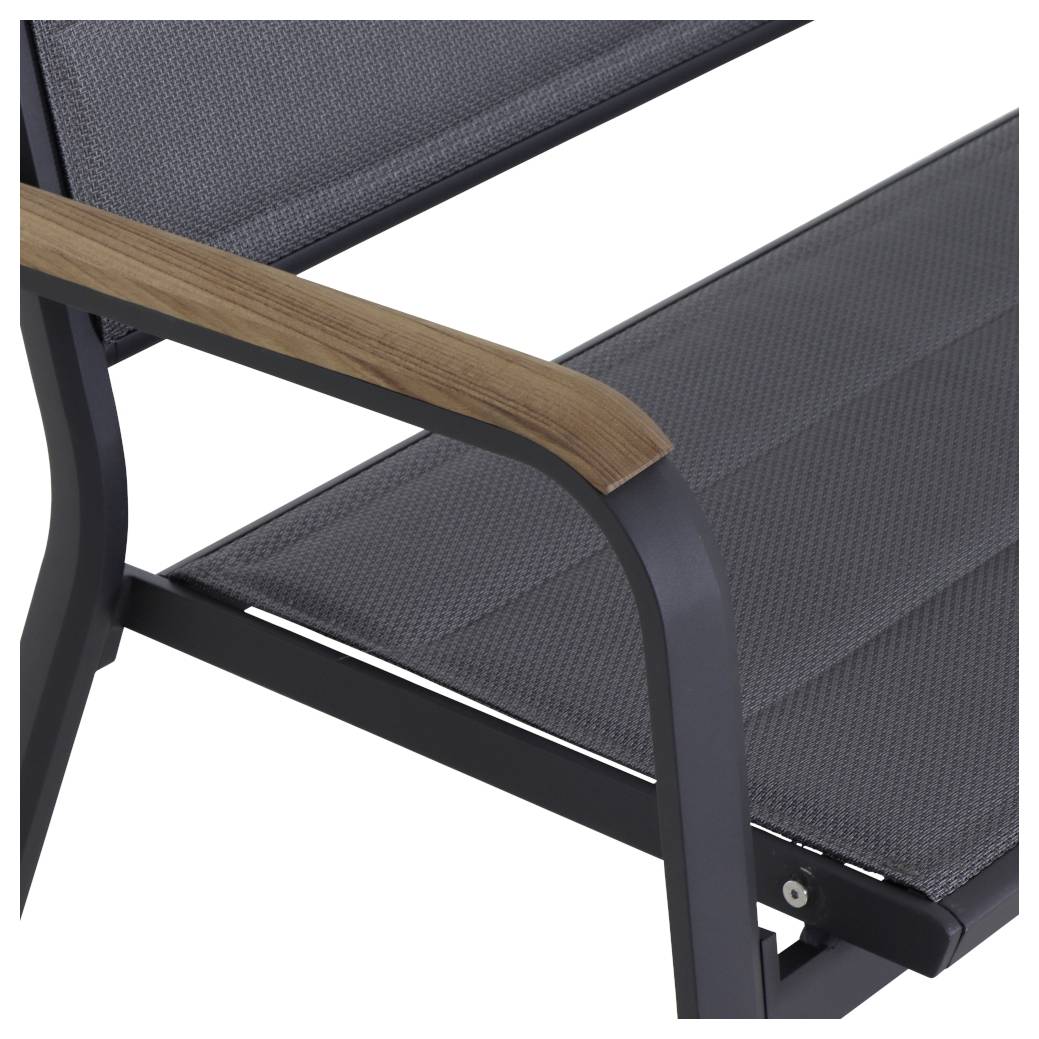 Siena Garden N40082 Gartenbank Aluminium, Teakholz Anthrazit (matt), Grau, Natur