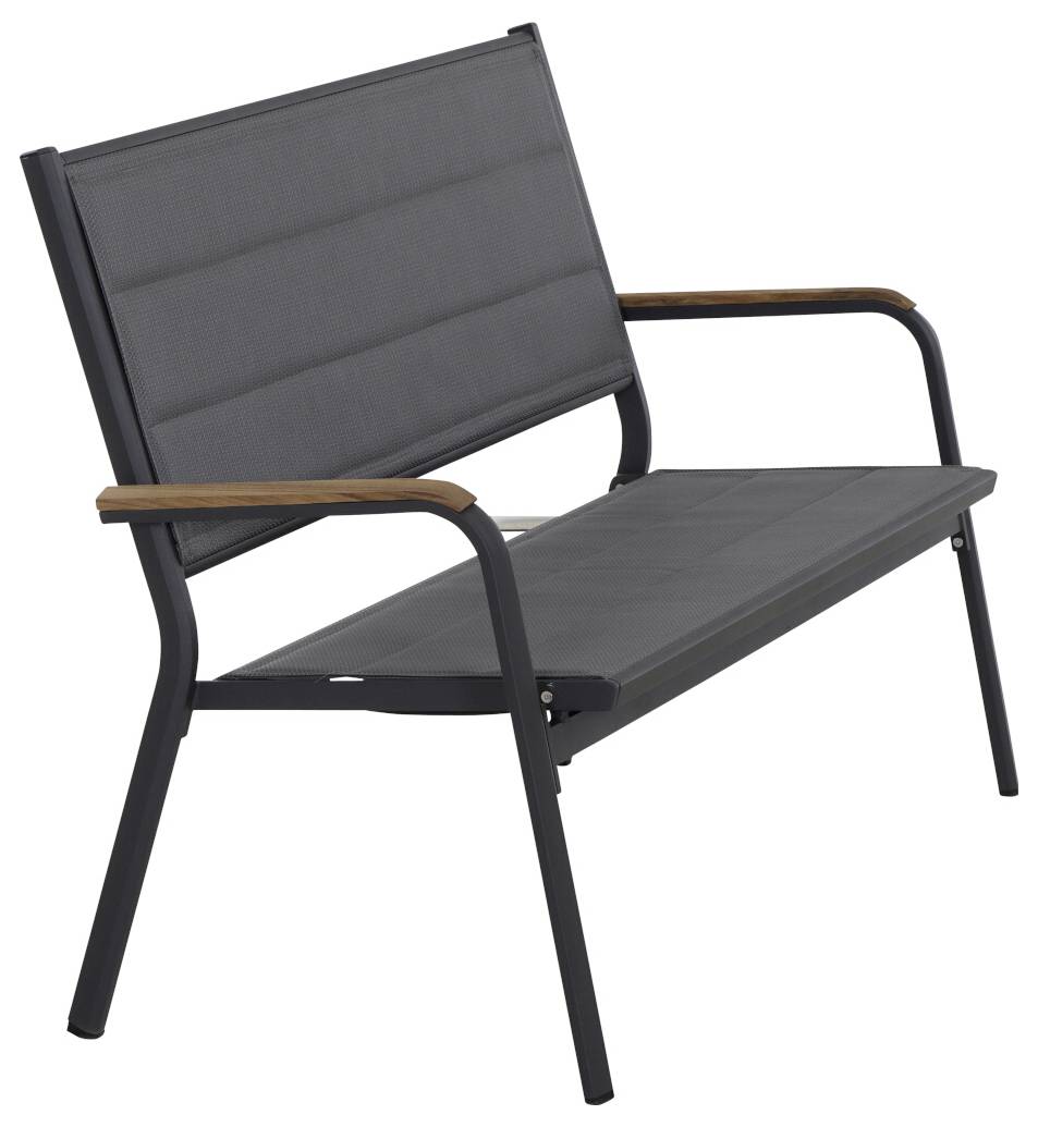 Siena Garden N40082 Gartenbank Aluminium, Teakholz Anthrazit (matt), Grau, Natur