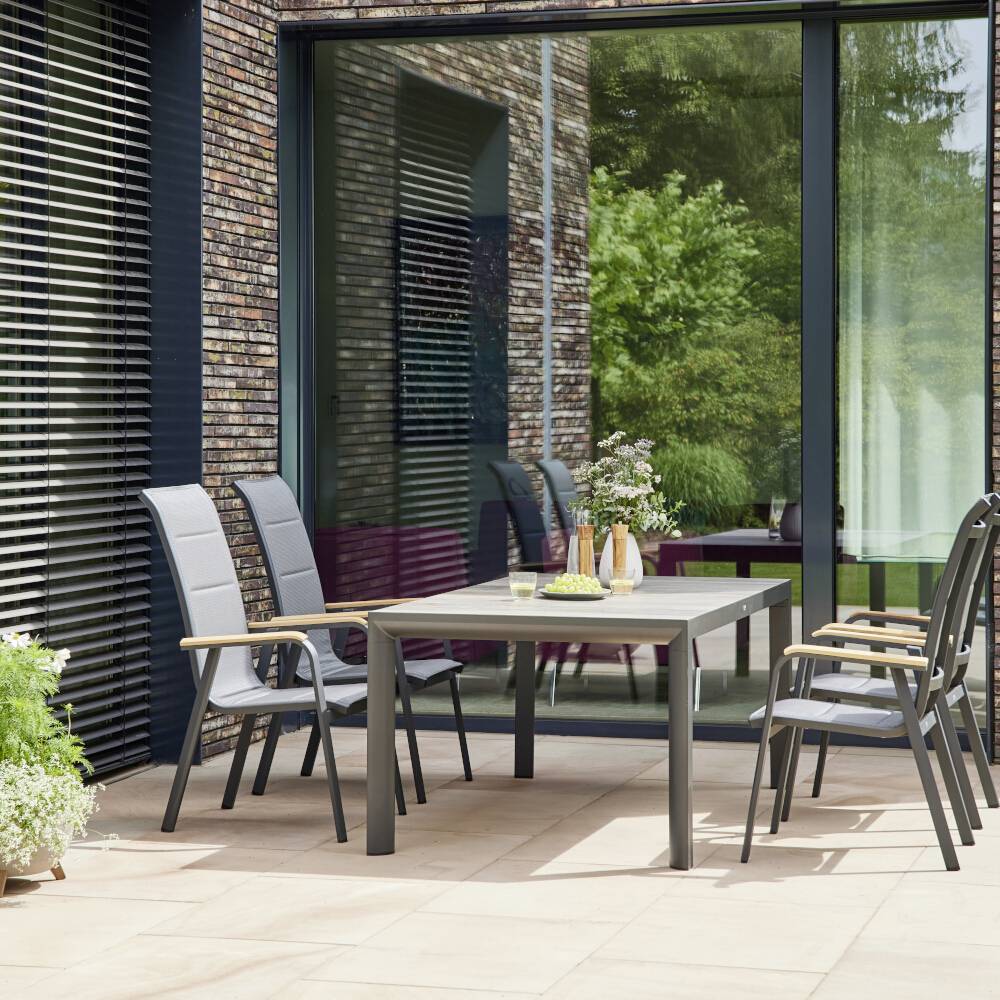 Siena Garden Tesoro N40080 Gartenstuhl Aluminium, Teakholz Anthrazit (matt), Grau, Natur