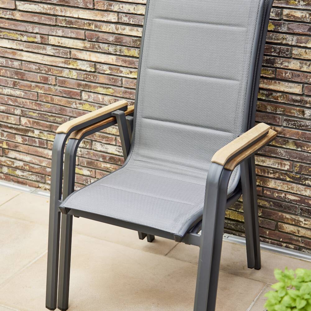Siena Garden Tesoro N40080 Gartenstuhl Aluminium, Teakholz Anthrazit (matt), Grau, Natur