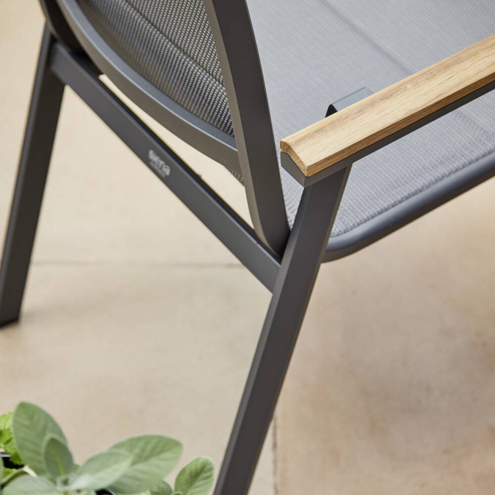 Siena Garden Tesoro N40080 Gartenstuhl Aluminium, Teakholz Anthrazit (matt), Grau, Natur