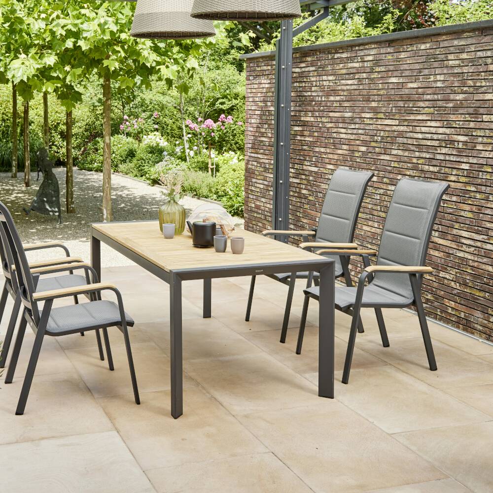 Siena Garden Tesoro N40080 Gartenstuhl Aluminium, Teakholz Anthrazit (matt), Grau, Natur