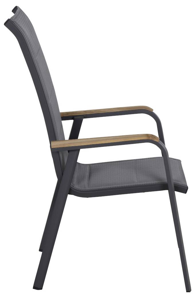 Siena Garden Tesoro N40080 Gartenstuhl Aluminium, Teakholz Anthrazit (matt), Grau, Natur