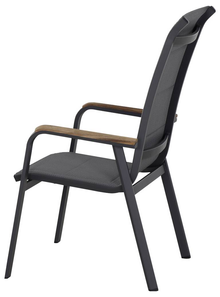 Siena Garden Tesoro N40080 Gartenstuhl Aluminium, Teakholz Anthrazit (matt), Grau, Natur