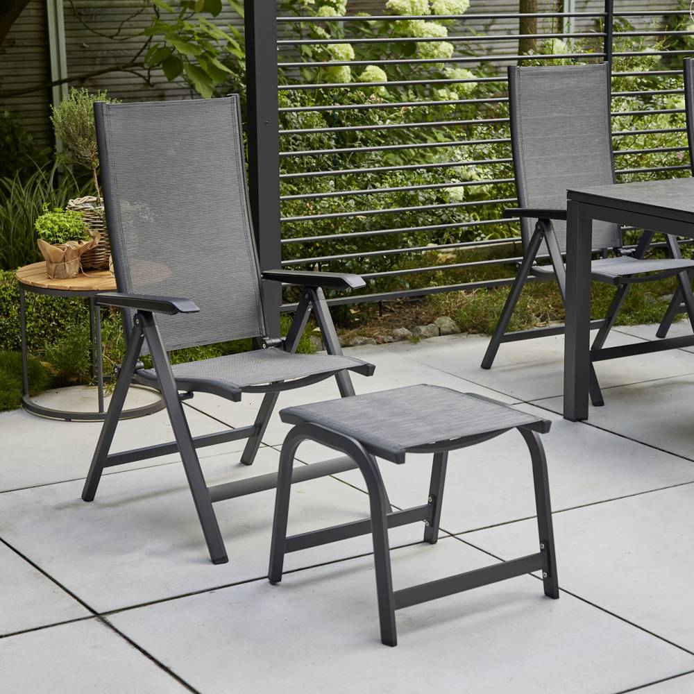 Siena Garden Tesoro M29540 Gartenhocker Aluminium Anthrazit (matt), Schwarz, Silber