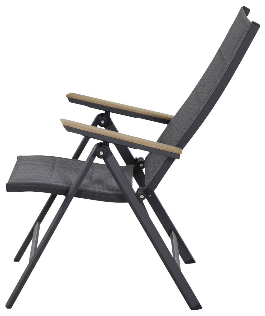 Siena Garden Tesoro N40077 Gartenstuhl Aluminium, Teakholz Anthrazit (matt), Grau, Natur