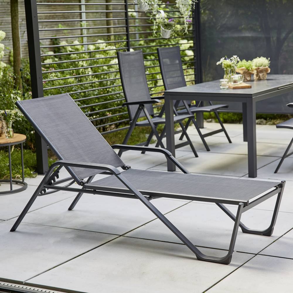 Siena Garden Tesoro M29537 Sonnenliege Aluminium, Kunststoff Anthrazit (matt), Schwarz, Silber