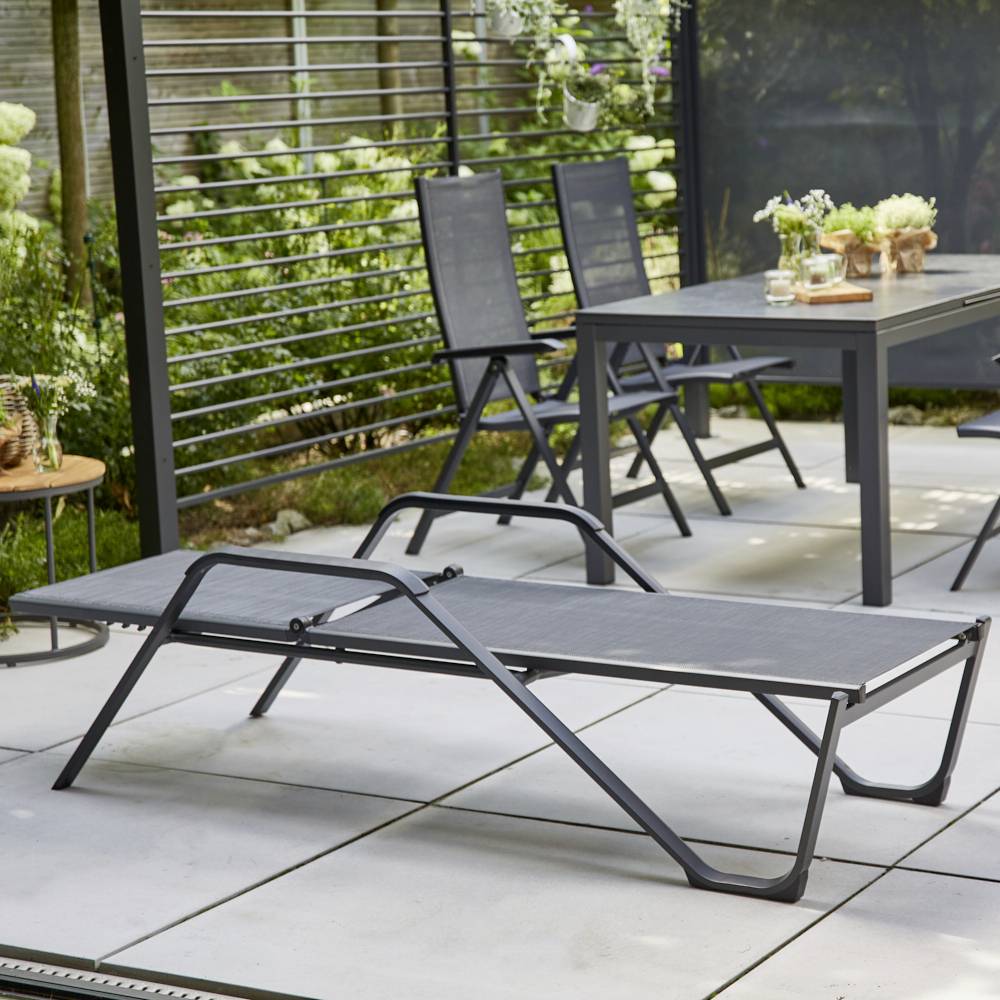 Siena Garden Tesoro M29537 Sonnenliege Aluminium, Kunststoff Anthrazit (matt), Schwarz, Silber