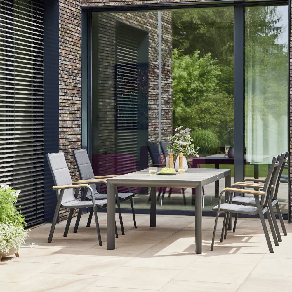 Siena Garden Tesoro N40078 Gartenstuhl Aluminium, Teakholz Anthrazit (matt), Grau, Natur