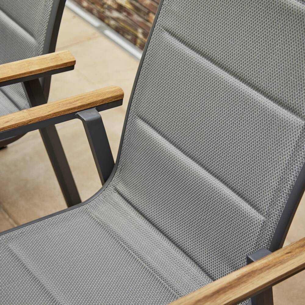 Siena Garden Tesoro N40078 Gartenstuhl Aluminium, Teakholz Anthrazit (matt), Grau, Natur