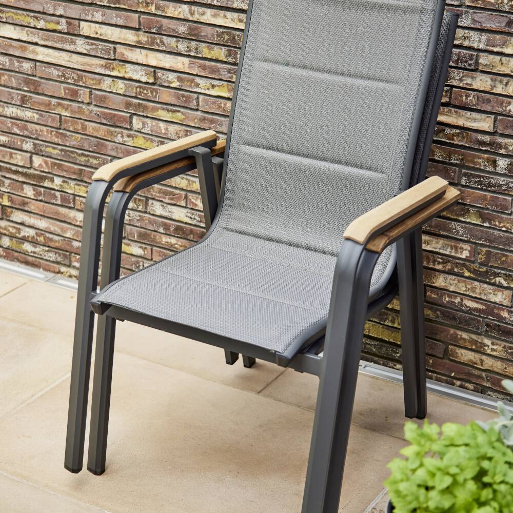 Siena Garden Tesoro N40078 Gartenstuhl Aluminium, Teakholz Anthrazit (matt), Grau, Natur