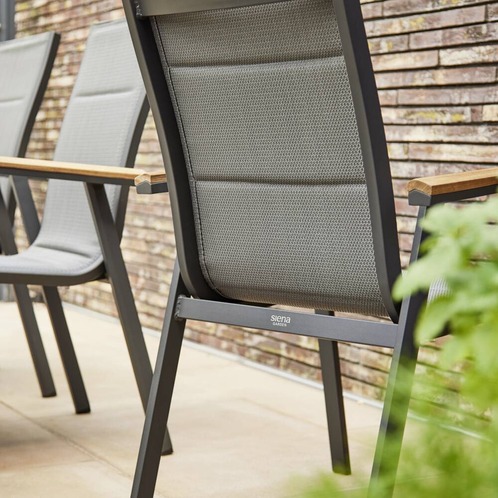 Siena Garden Tesoro N40078 Gartenstuhl Aluminium, Teakholz Anthrazit (matt), Grau, Natur
