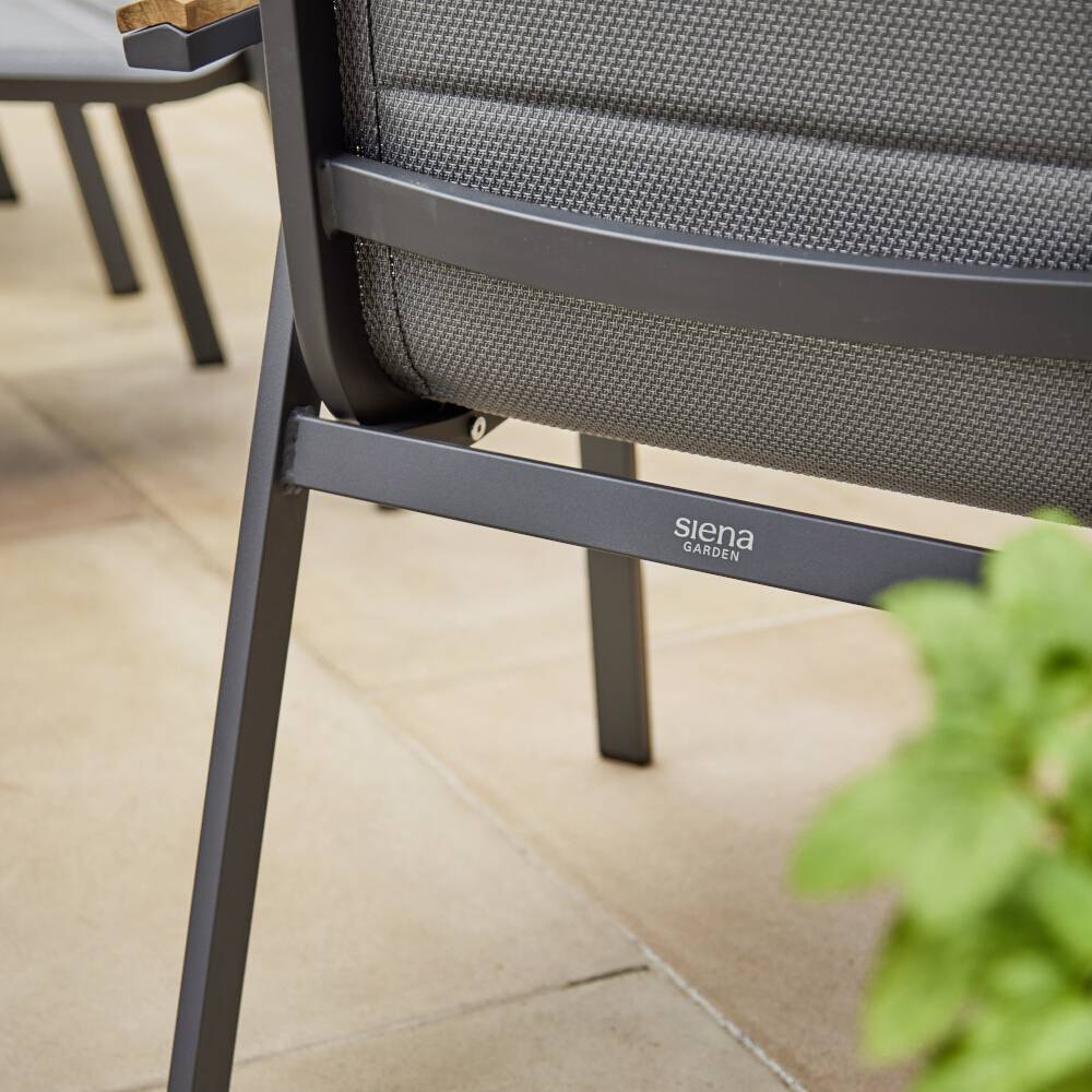 Siena Garden Tesoro N40078 Gartenstuhl Aluminium, Teakholz Anthrazit (matt), Grau, Natur