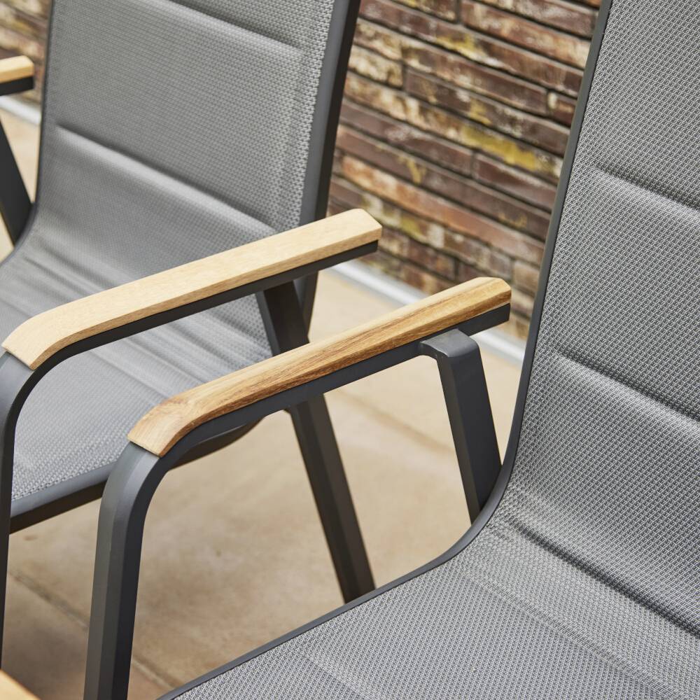 Siena Garden Tesoro N40078 Gartenstuhl Aluminium, Teakholz Anthrazit (matt), Grau, Natur
