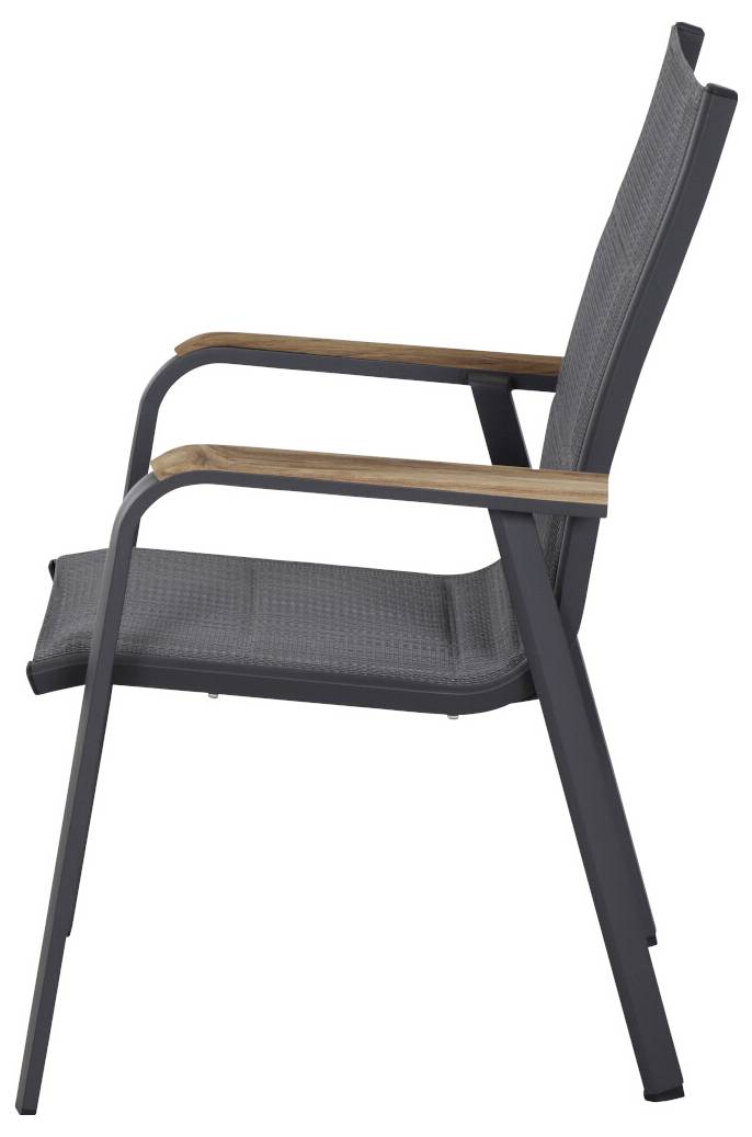 Siena Garden Tesoro N40078 Gartenstuhl Aluminium, Teakholz Anthrazit (matt), Grau, Natur
