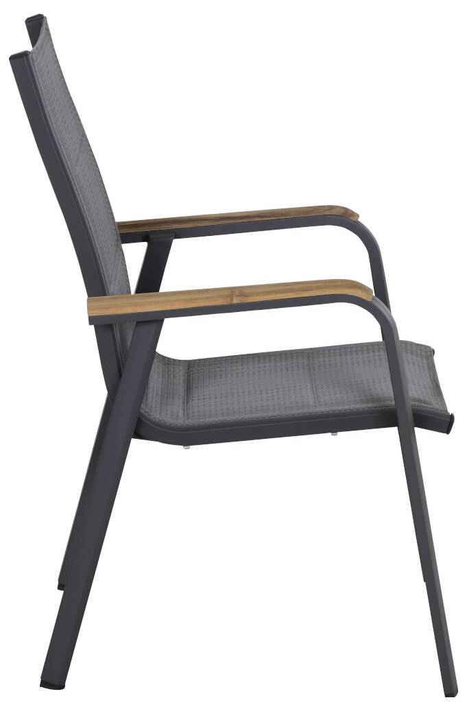 Siena Garden Tesoro N40078 Gartenstuhl Aluminium, Teakholz Anthrazit (matt), Grau, Natur