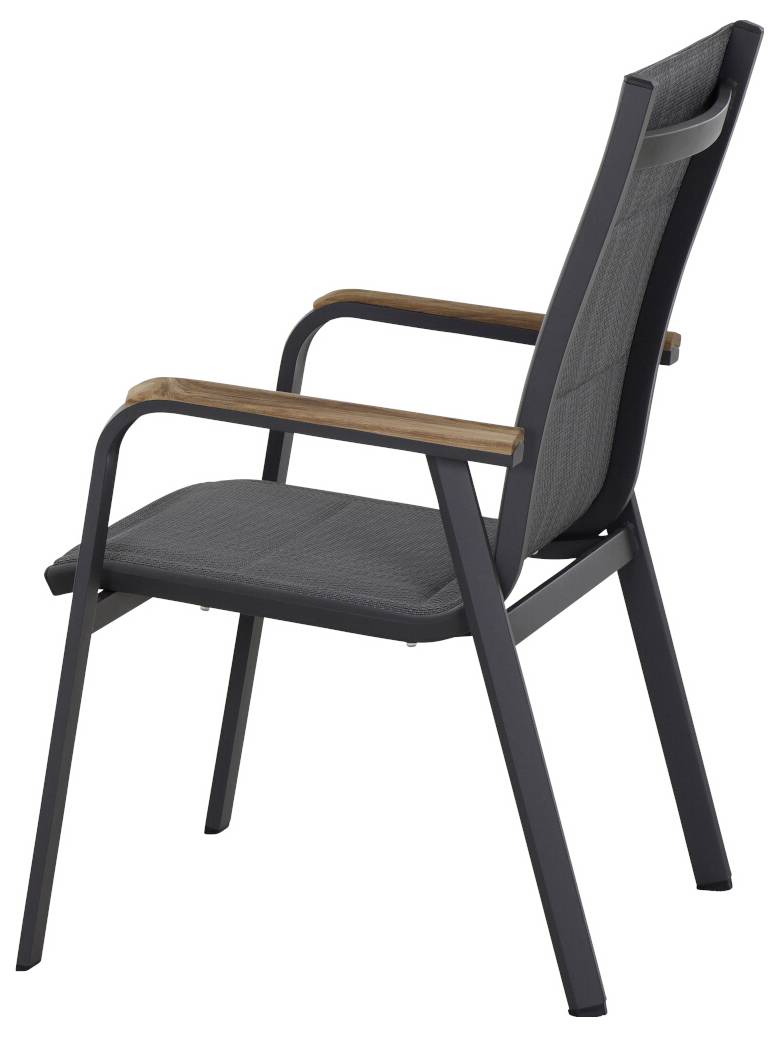 Siena Garden Tesoro N40078 Gartenstuhl Aluminium, Teakholz Anthrazit (matt), Grau, Natur