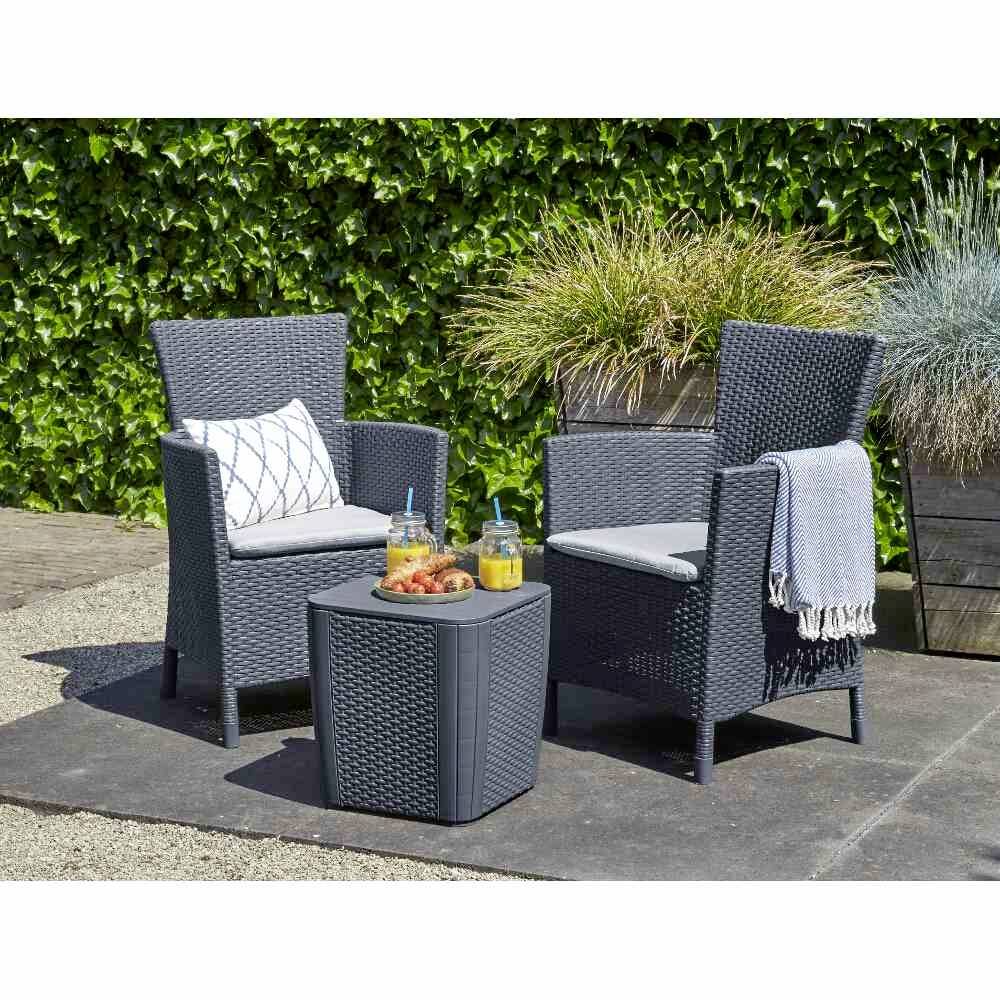 Allibert Iowa 223929 Gartenmöbel-Set Kunststoff, Polyester Graphit, Grau