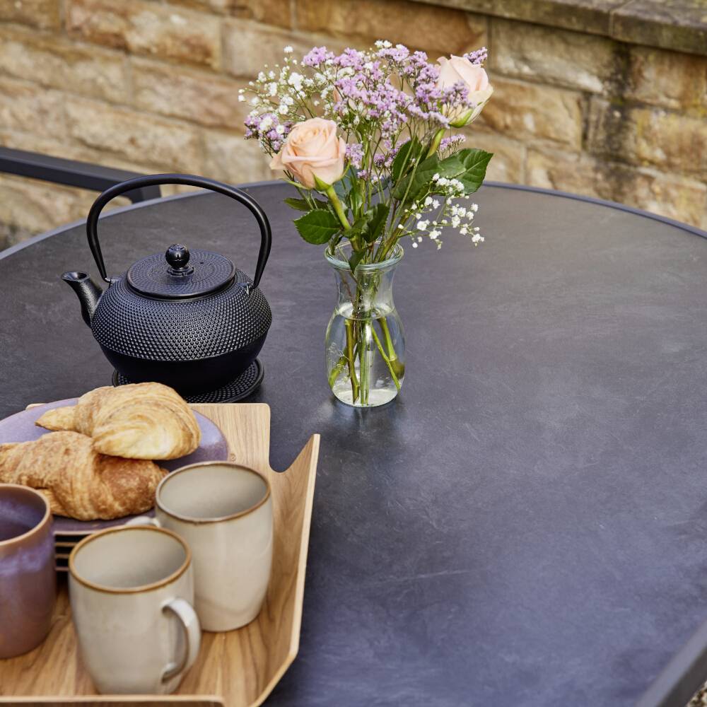 Siena Garden Paco N47122 Gartentisch Stahl, Melamin Anthrazit (matt), Schiefer, Antik