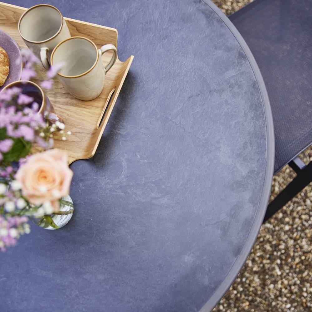 Siena Garden Paco N47122 Gartentisch Stahl, Melamin Anthrazit (matt), Schiefer, Antik