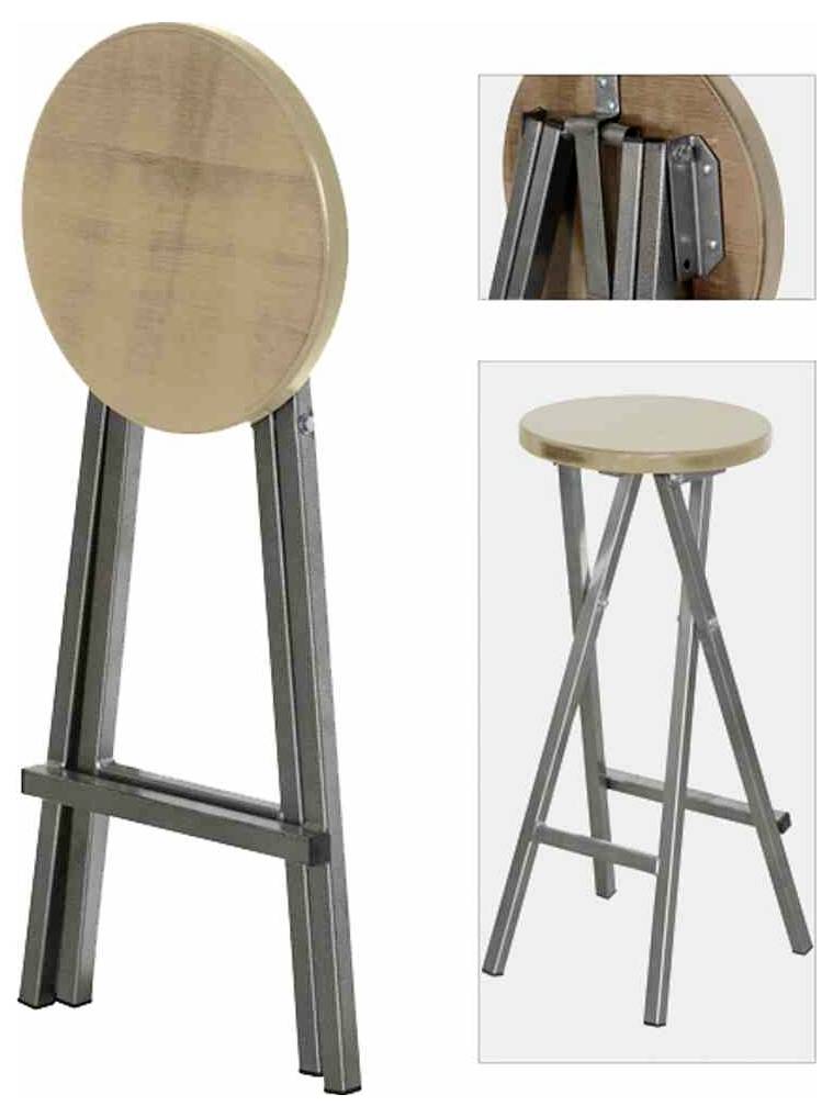 FUNSTAR 747222 Gartenhocker Stahl, Kiefernholz Grau, Natur