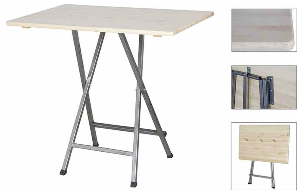 FUNSTAR 747218 Gartentisch Stahl, Kiefernholz Grau, Natur