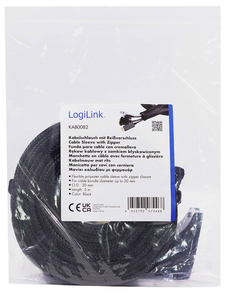LogiLink KAB0082 KAB0082 Kabelschlauch 20mm (max) Schwarz 5m