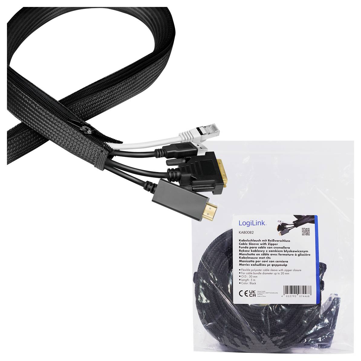LogiLink KAB0082 KAB0082 Kabelschlauch 20mm (max) Schwarz 5m