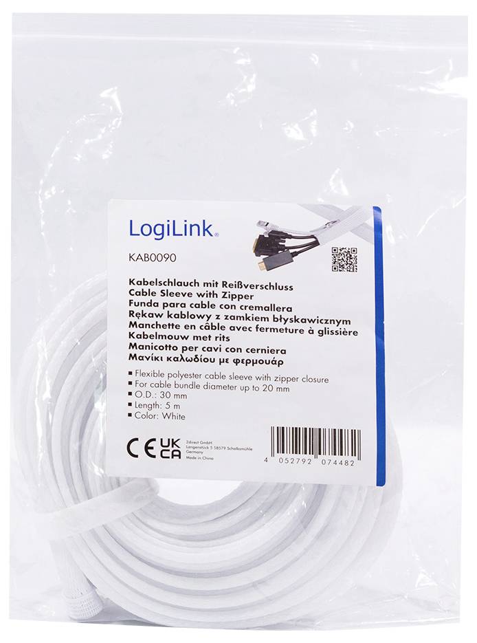 LogiLink KAB0090 KAB0090 Kabelschlauch 20mm (max) Weiß 5m