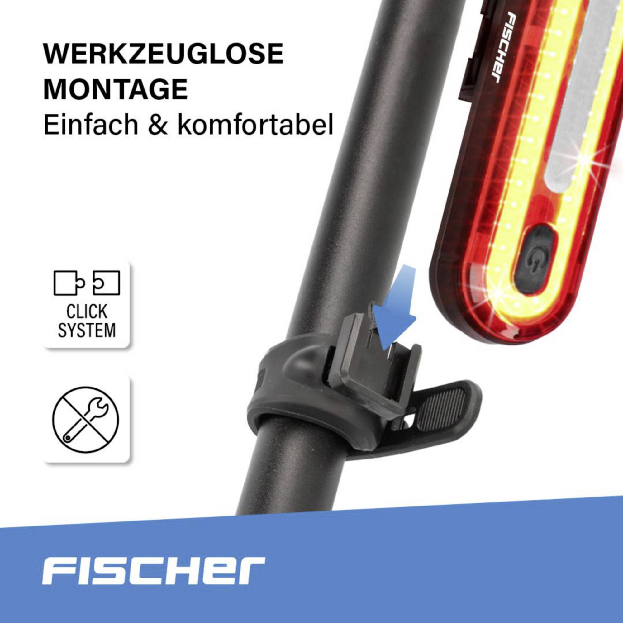 FISCHER FAHRRAD Fahrrad-Rücklicht LED akkubetrieben