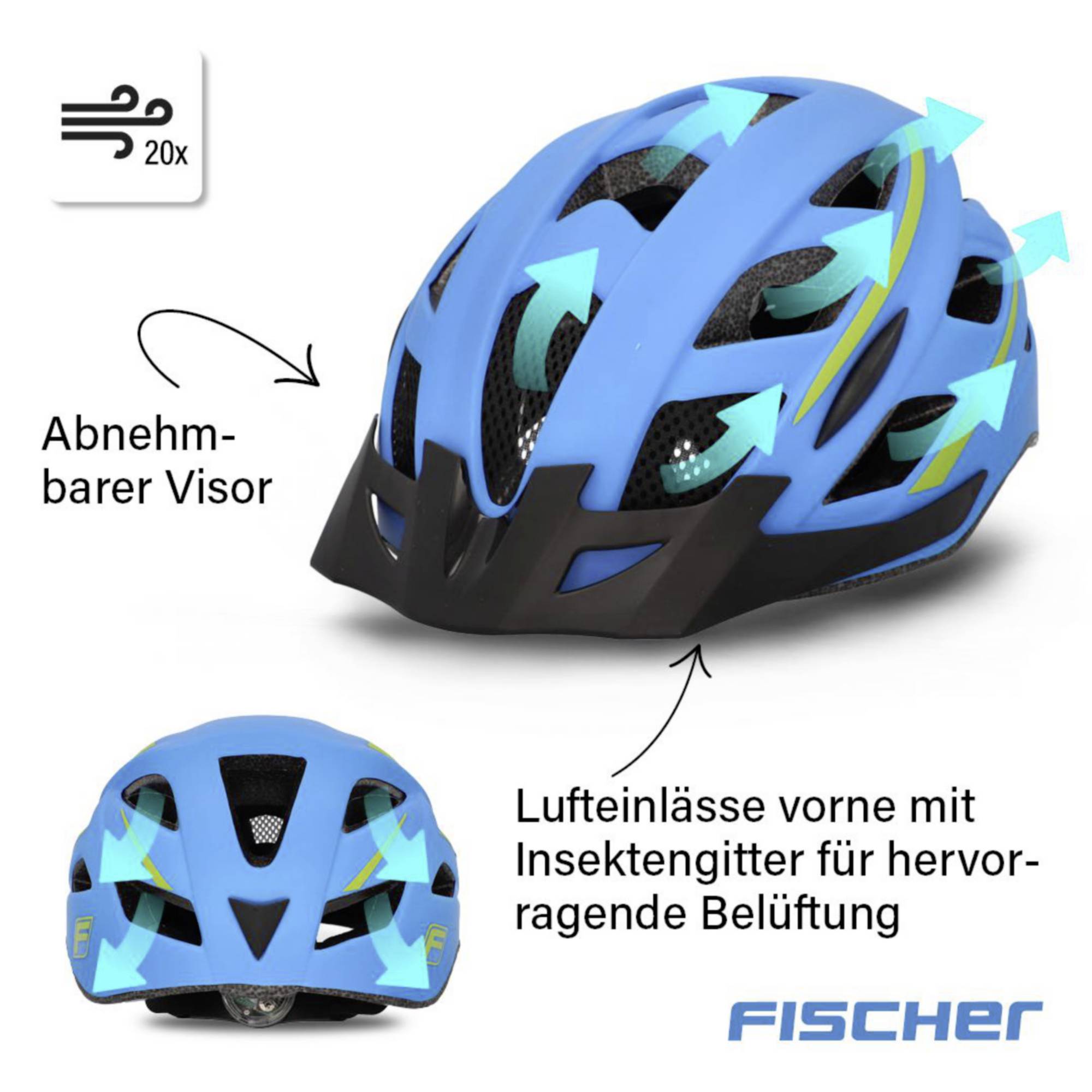 FISCHER FAHRRAD Urban Montis Fahrrad-Helm Blau Konfektionsgröße=S/M Kopfumfang=52-59cm