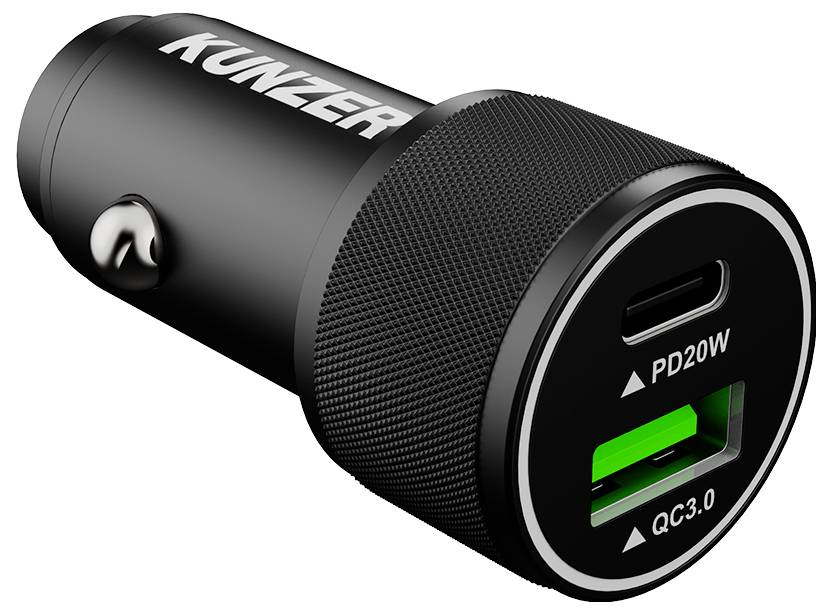 Kunzer 7USBAC12 Adapter 1x USB-A, 1x USB-C® Schwarz