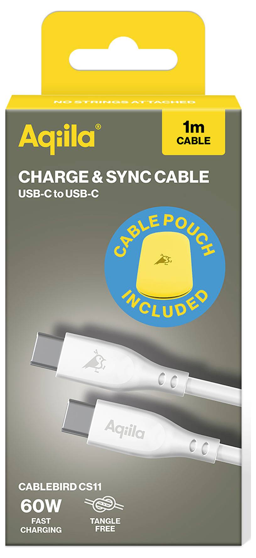 Aqiila Cablebird CS11 USB-Kabel USB 2.0 USB-C® Stecker 1.00m Weiß AQCBPBIC1SI812