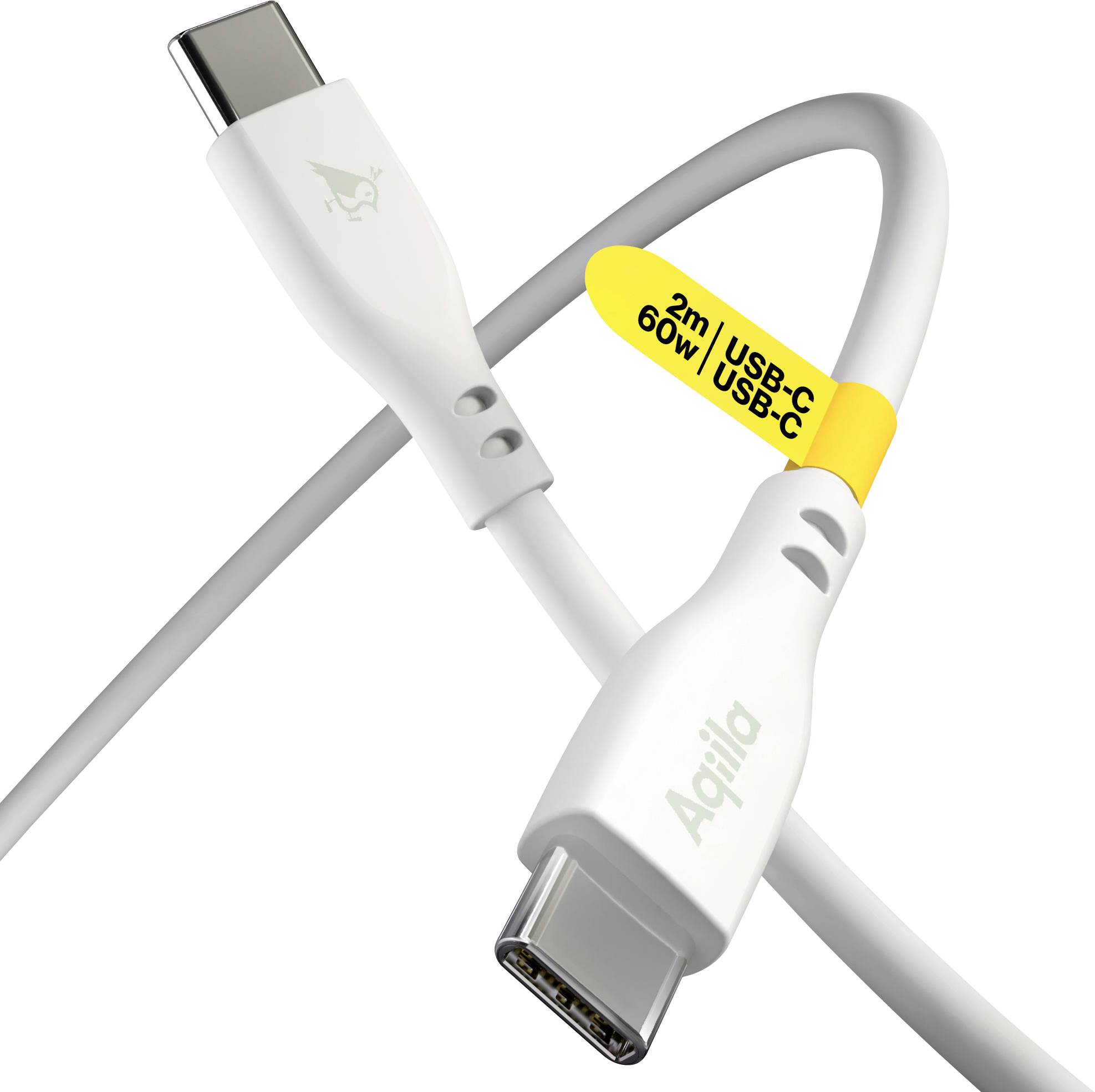 Aqiila Cablebird CS12 USB-C® Kabel USB 2.0 USB-C® Stecker 2.00 m Weiß AQCBPBIC2SI829