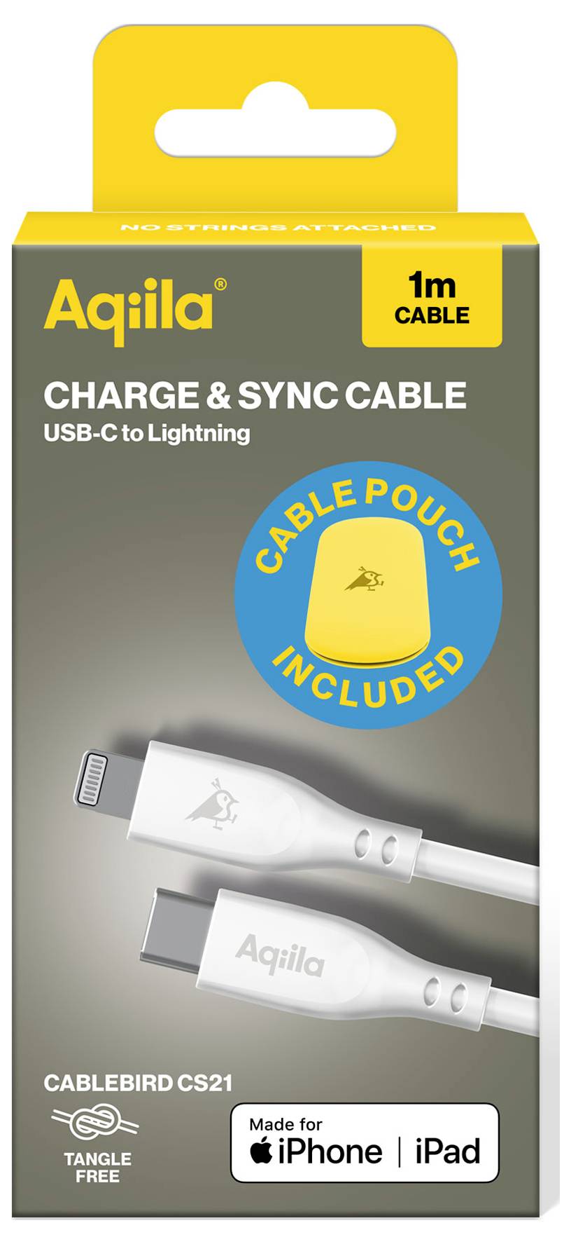 Aqiila Cablebird CS21 USB-C® Kabel USB 2.0 Apple Lightning Stecker 1.00m Weiß AQCBPBIC3SI836