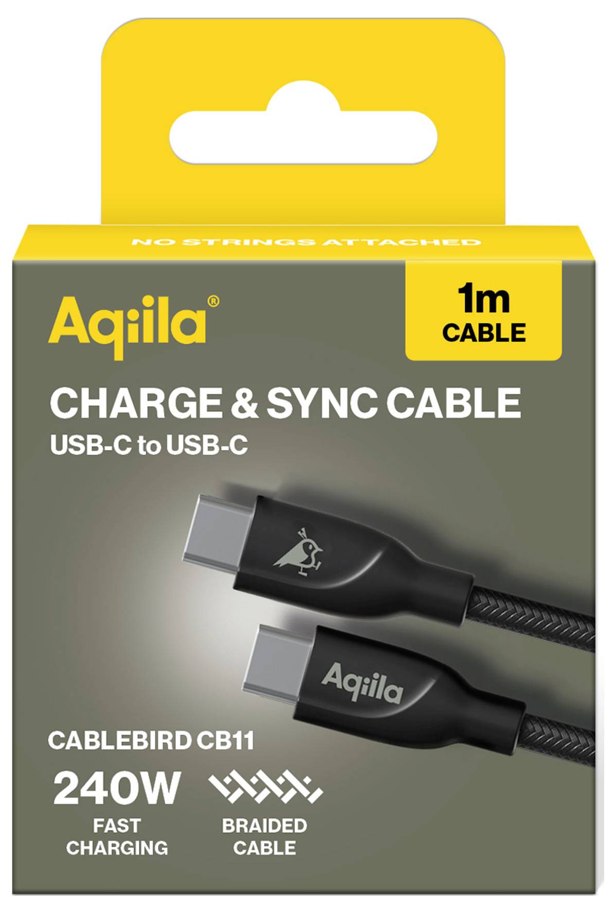 Aqiila Cablebird CB11 USB-C® Kabel USB 2.0 USB-C® Stecker 1.00m Schwarz AQCBPBICB2BD867