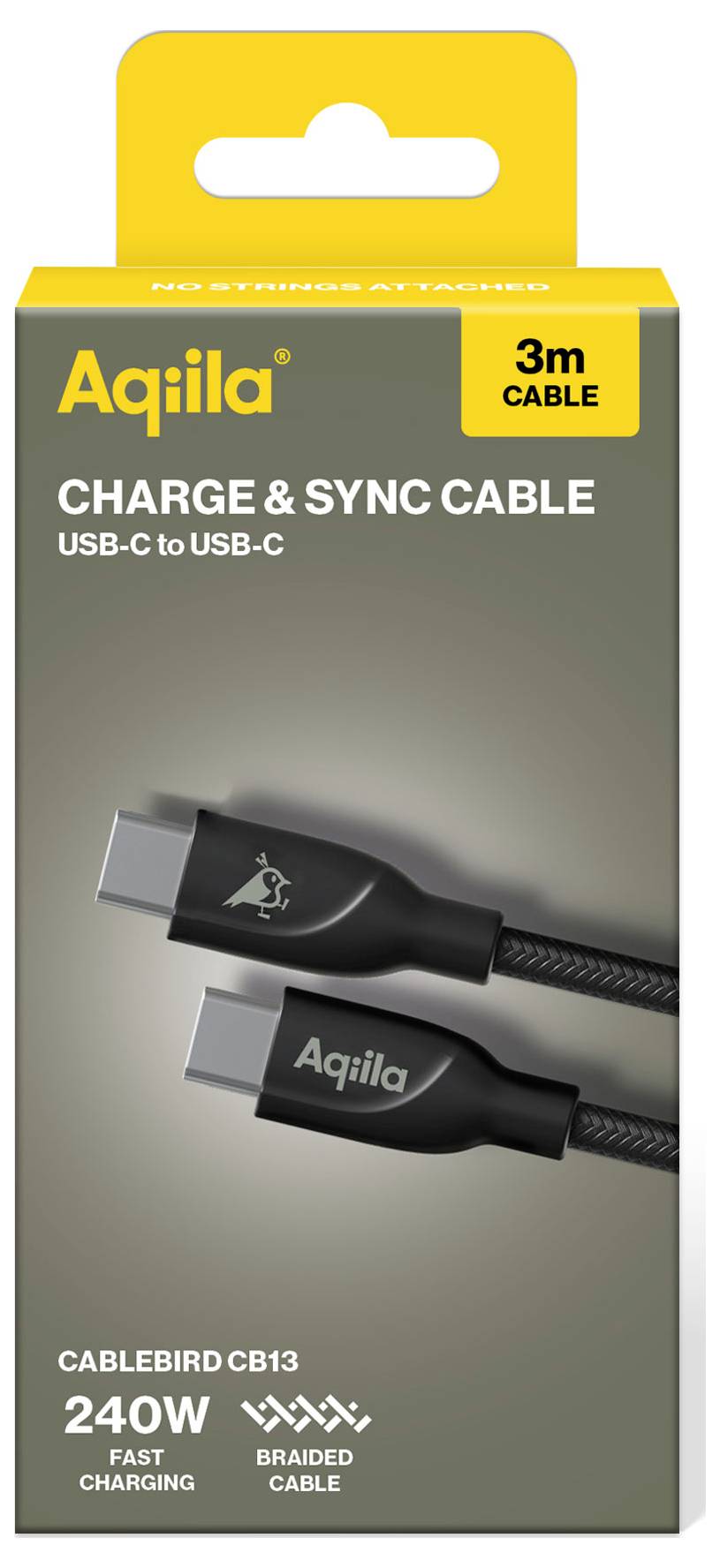 Aqiila Cablebird CB13 USB-C® Kabel USB 2.0 USB-C® Stecker 3.00m Schwarz AQCBPBICB4BD881