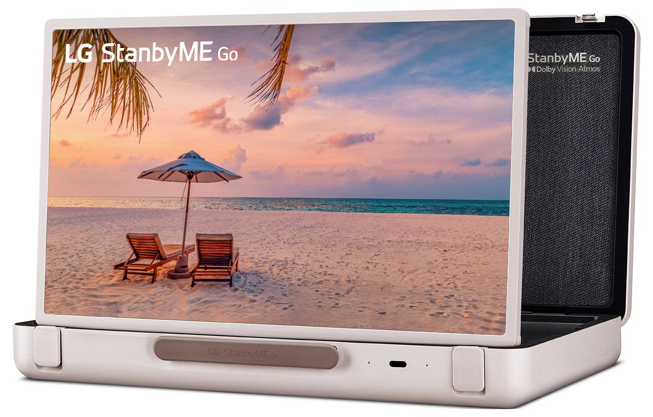 LG Electronics StanbyME Go (27LX5QKNA) LCD-TV 68cm 27 Zoll EEK E (A - G) Akkubetrieb, Full HD, Smart TV, WLAN Beige